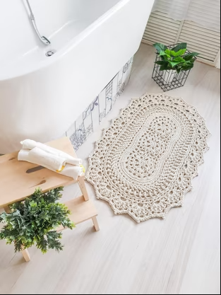 Small Luxury Crochet Rug - Petal path Rug
