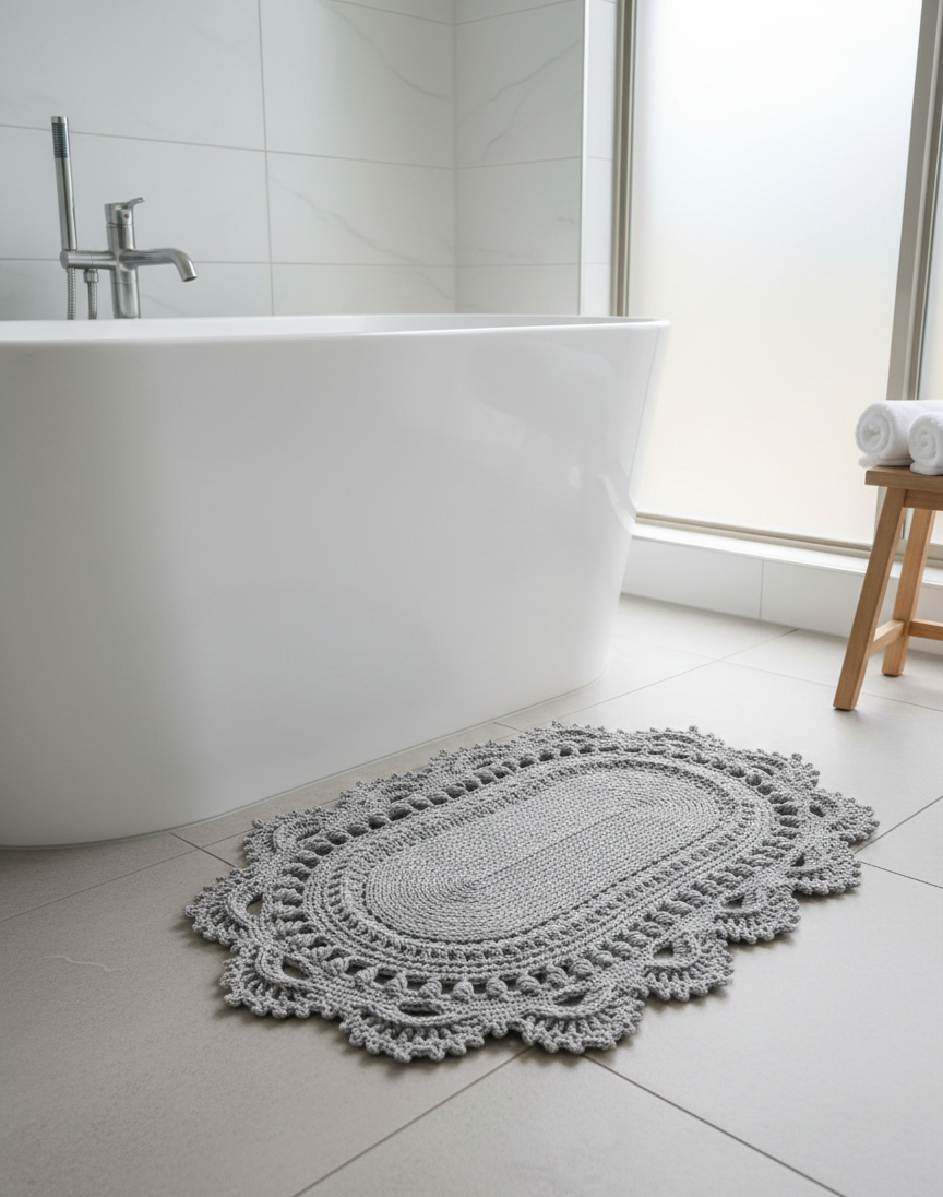 Small Luxury crochet Rug - Oblong Scatter Rug