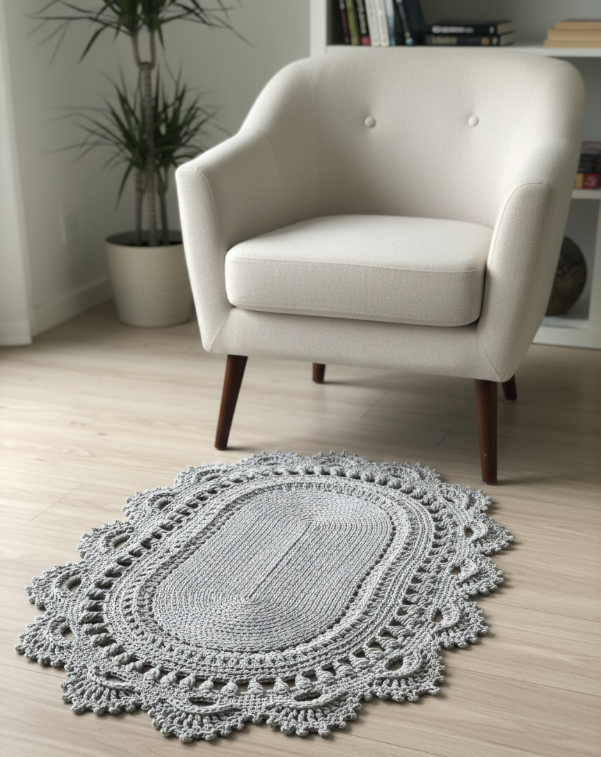 Small Luxury crochet Rug - Oblong Scatter Rug