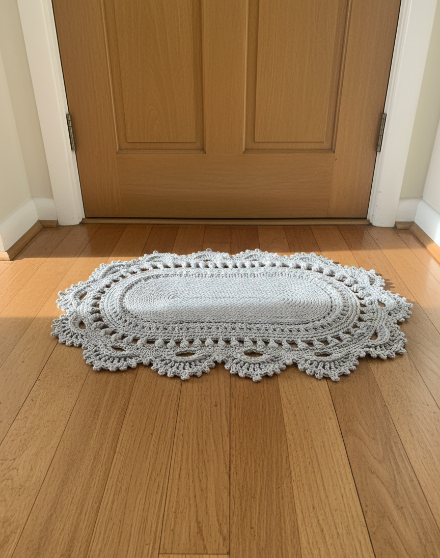 Small Luxury crochet Rug - Oblong Scatter Rug
